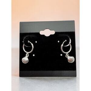 S925 Silver Hoop Dangle Earrings Shell Shape Sea Life Fashion Jewelry